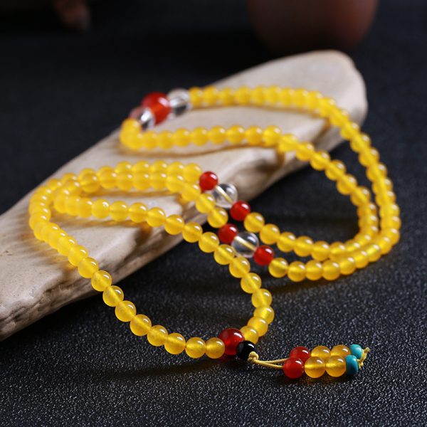 108 Beads Agate Jewelry Gift Necklace Crystal Canary Stone Bracelet