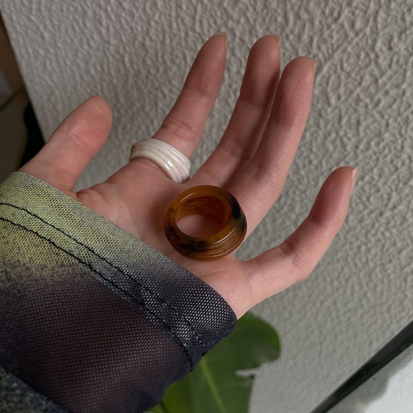 Chinese Style Irregular Resin Wide Ring