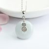 S925 Silver Inlay Natural Emerald Peace Buckle Necklace