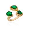 Green Zircon Flower Ring For Women