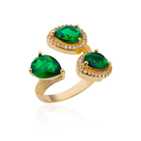 Green Zircon Flower Ring For Women