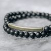 Simple Frosted Cut Black Agate Bracelet For Women