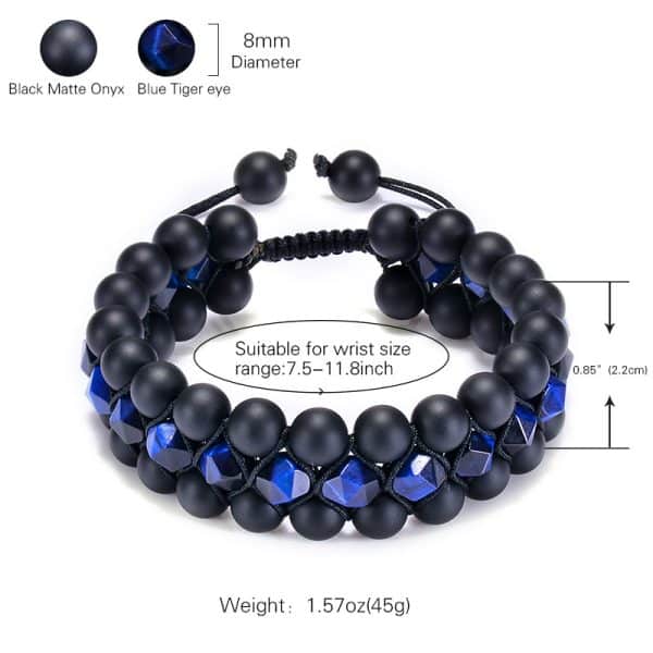 Natural Stone Frosted Stone Beaded Bracelet Iron Ore Double Wrap Braided Bracelet