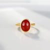 Ancient Law Gold Ring Gilding Gold Ring Red Agate