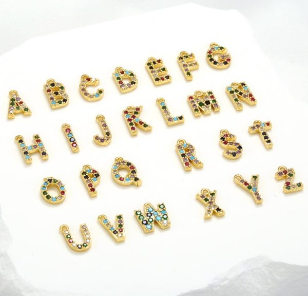 Micro-set Zircon Color Diamond Letter Earrings