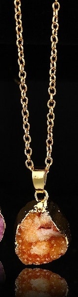 Ladies Round Irregular Water Droplets Natural Stone Rough Stone Pendant Necklace