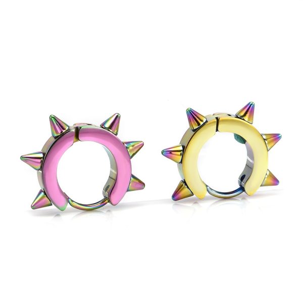 Stainless Steel Rivet Stud Earrings Circle Ear Clip