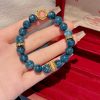 Real Gold Electroplating Natural Jade Stone Dragon Crystal Placer Gold Bracelet