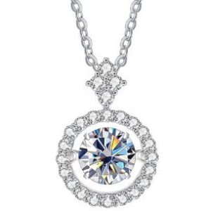 Live Hot S925 Sterling Silver Pulsatile Heart Moissanite Pendant Female Light-chasing Smart Clavicle Chain Moissanite Necklace