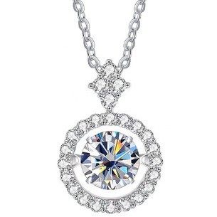 Live Hot S925 Sterling Silver Pulsatile Heart Moissanite Pendant Female Light-chasing Smart Clavicle Chain Moissanite Necklace