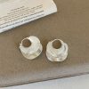 Textured Geometric Double-layer Circle Ear Clip Female