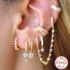 S925 Sterling Silver White Stone Rose Red 6 Stone Snowflake Ear Drops