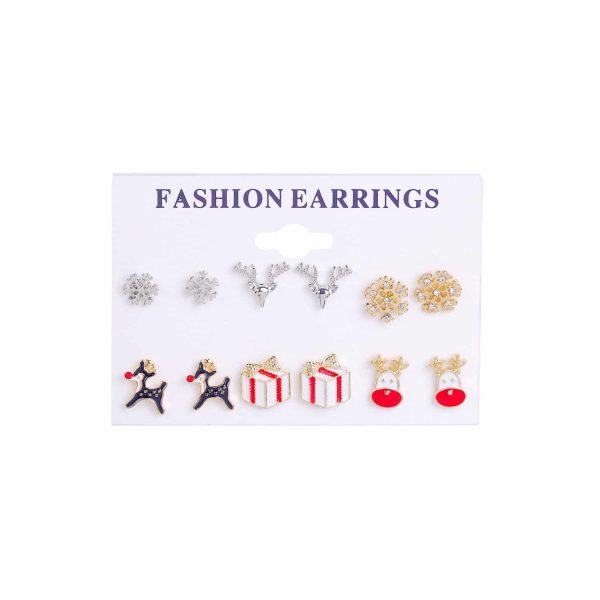 Christmas 6 Pairs Of Christmas Earrings Set Combination