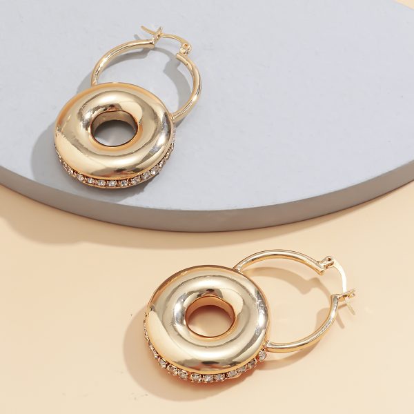 Niche Retro Gold Circle Diamond Earrings Women