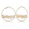 Personalized Generous Circle Geometric Letter Stud Earrings