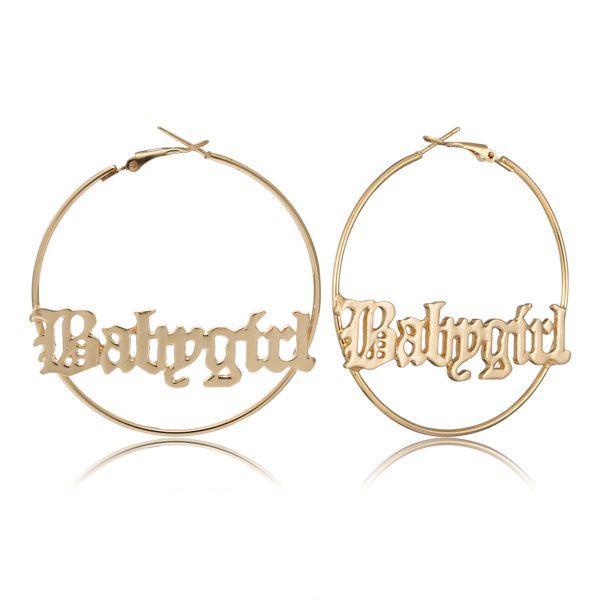 Personalized Generous Circle Geometric Letter Stud Earrings