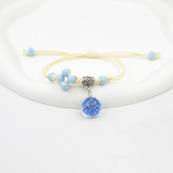 Glass Dried Flower Bracelet Real Flower Lace Flower