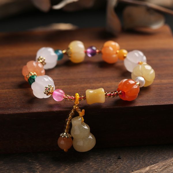 Natural Xinjiang Pumpkin Beads Bracelet Couple Retro Ethnic