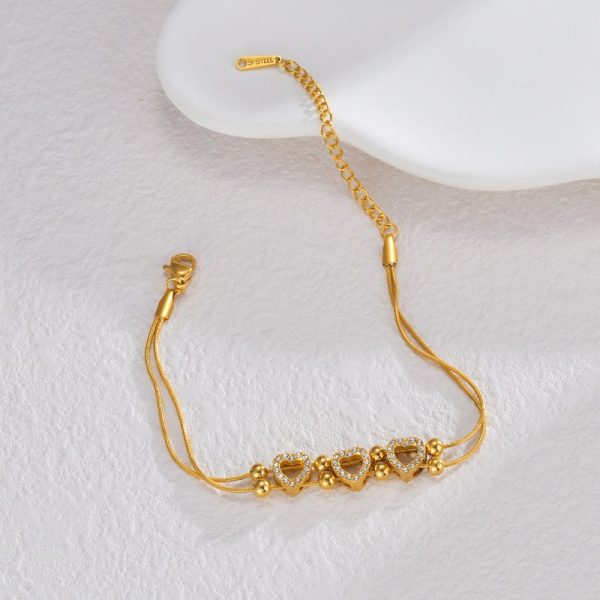 Stainless Steel 18K Gold Love Diamond Bracelet