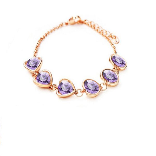 High-end Fashion Peach Heart Crystal Bracelet