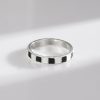 S925 Sterling Silver Epoxy Classic Black And White Plaid Ring Fashion
