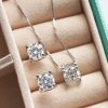 Moissanite Stud Earrings S925 Sterling Silver Stud Earrings Fashion Bull Head Four Claw Diamond Stud Earrings