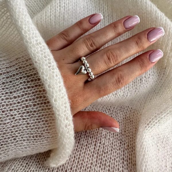 Handmade Beaded Elastic String Love Ring For Women