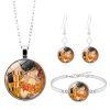 Kiss Time Gemstone Fashion Silver Bracelet Earrings Jewelry Set