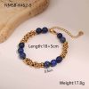Retro Design Natural Stone Stainless Steel Bracelet Plated With Real Gold Special-interest