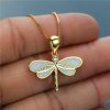 Cold Style Gold Dragonfly Opal Necklace