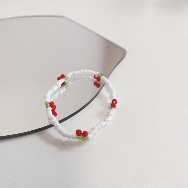 Fresh And Cute Bead Cherry Beaded Necklace
