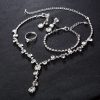 Silver Color Tone Crystal Tennis African Jewelry Set Earri Ng