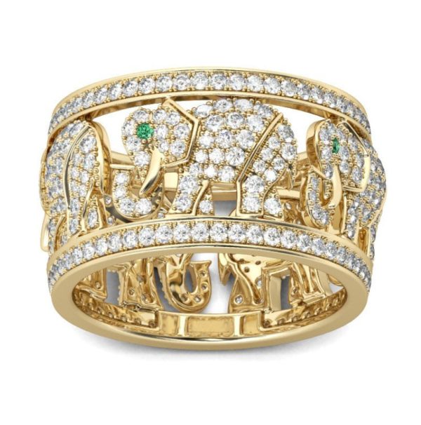 Full Diamond Elephant Ring Creative European And American Popular Ornament