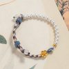 Sterling Silver Chalcedony Carrying Strap Chinese Flower Weaving
