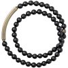 Simple Frosted Cut Black Agate Bracelet For Women