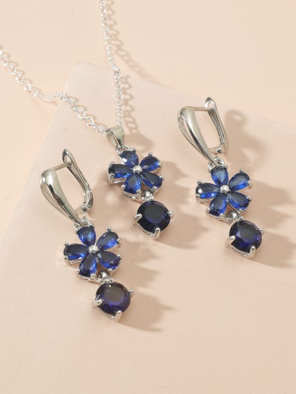 European And American Fashion Necklace Women's Gemstone Clavicle Chain Jewelry Set