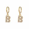 18K Gold Plated Micro Set Zircon Letter Earrings For Women