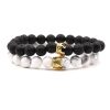 Jewelry White Turquoise Black Frosted Stone Crown Set Couple Bracelet