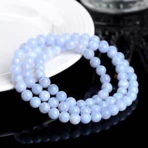 Crystal Natural Blue Pattern Agate Ball Blue Striped Agate Scattered Beads Bracelet