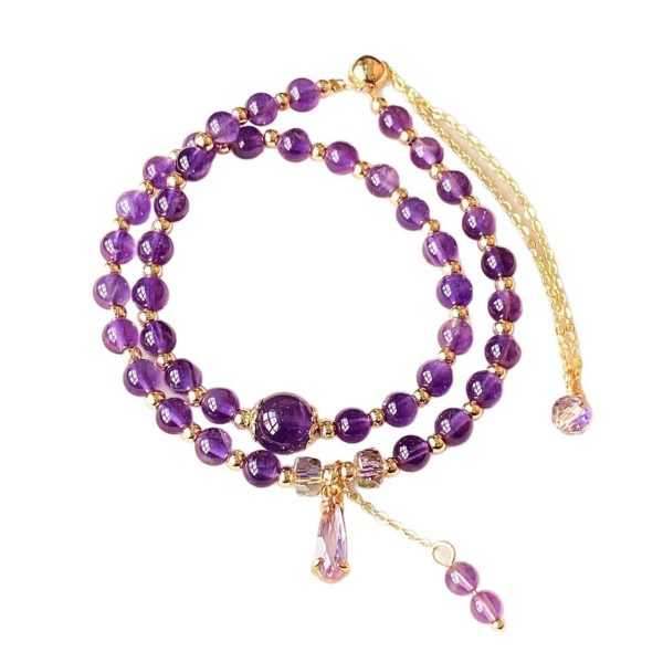 Amethyst Bead Double Bracelet