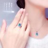 Natural Blue Topaz Set Noble Light Luxury 925 Silver Inlaid Necklace Women's Jewelry