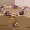Amethyst Zircon Flower Pendant Women's Bracelet
