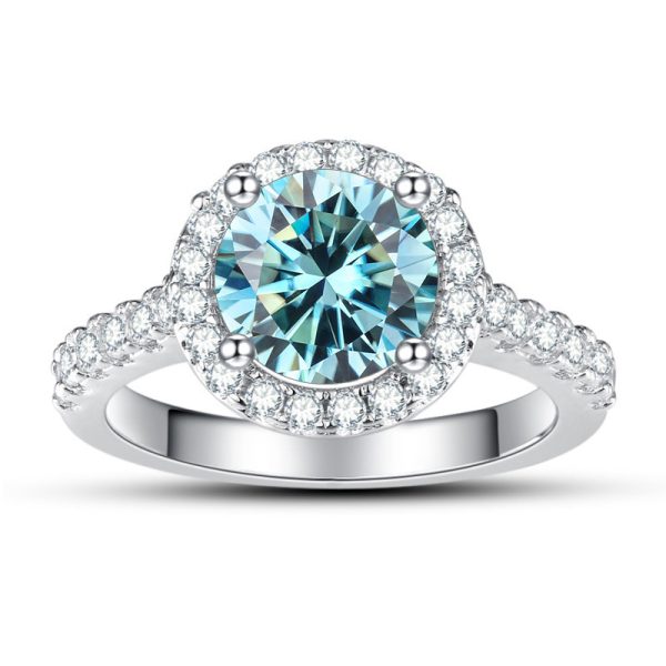 1 Karat Round Bag Color Moissanite Women's Ring