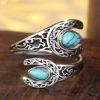 Bilateral Water Drop Turquoise Smear Fashion Carved Adjustable Ring