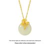 Sterling Silver 925 Hetian Jade Necklace Peace Buckle Clavicle Ins Ginkgo Leaf Pendant