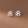 S925 Sterling Silver Diamond Set Trifolium Earrings Female