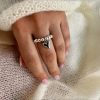 Handmade Beaded Elastic String Love Ring For Women