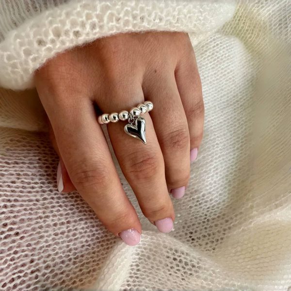 Handmade Beaded Elastic String Love Ring For Women