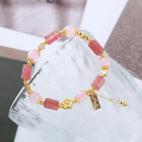 Strawberry Crystal Sweet Bracelet With A Little Heart