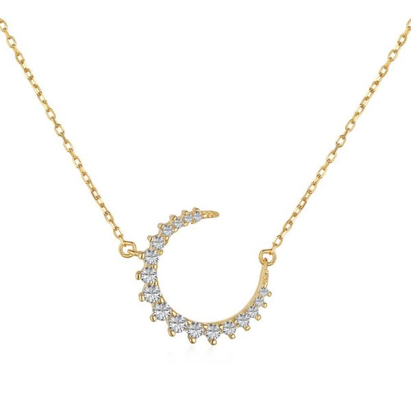 Women's Crescent Zircon S925 Sterling Silver Necklace